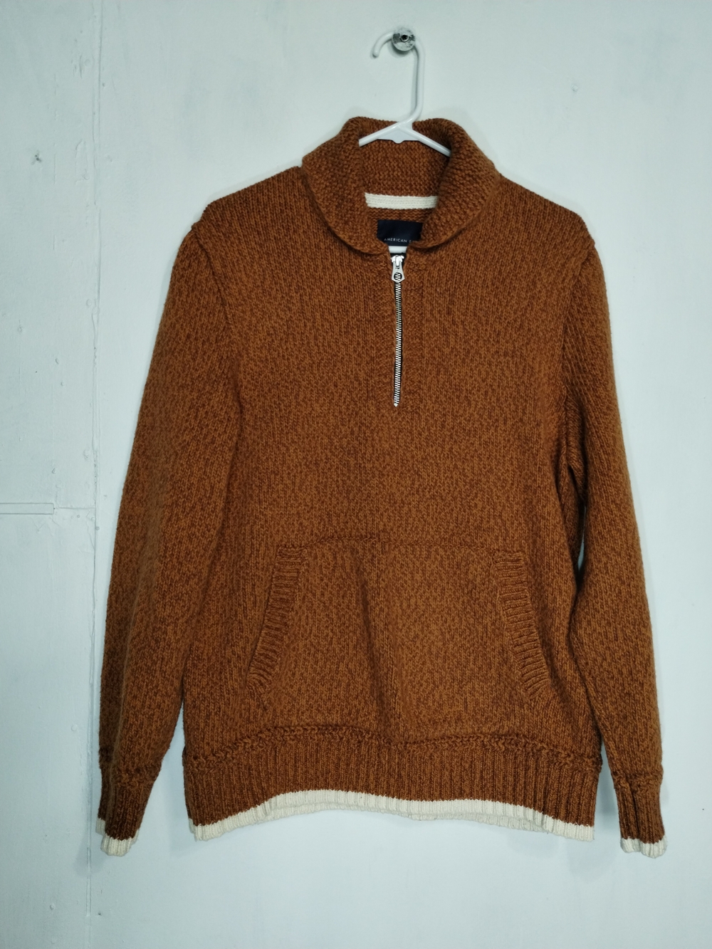 American Eagle Outfitters Brown Half-Zip Shawl Collar Sweater